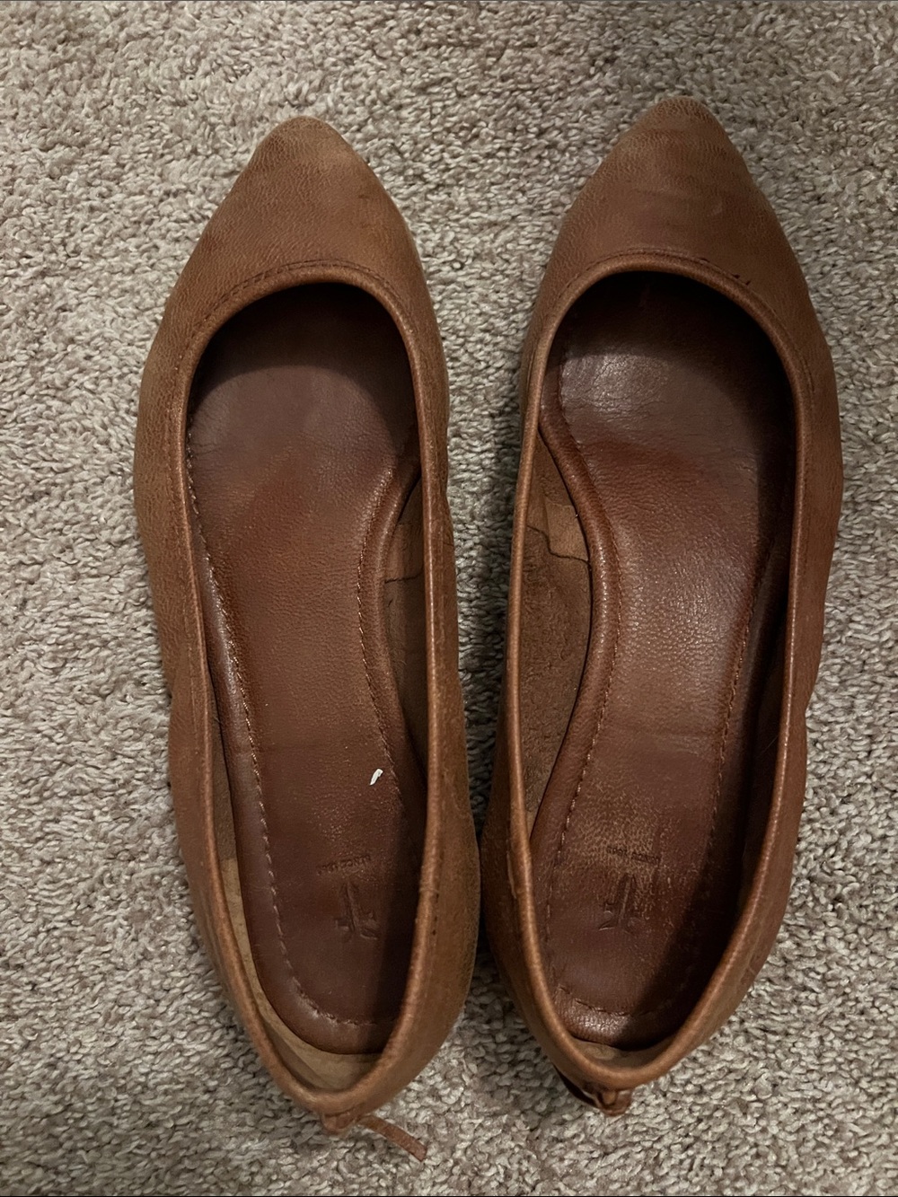 Frye Women's Pointed Toe Ballet Flats in Chestnut Brown